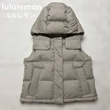 새상품급 lululemon 룰루레몬 다운 베스트 M 후드 부착 베이지