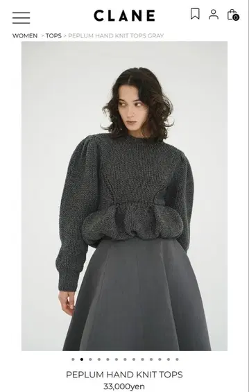 CLANE PEPLUM HAND KNIT TOPS 그레이