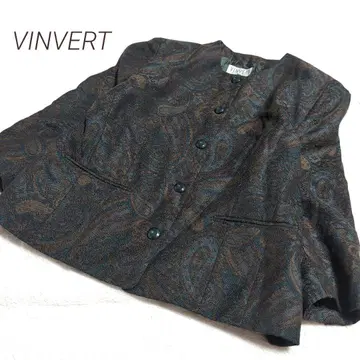 VINVERT 반베르 17BR 페이즐리 무늬 노카라 자켓