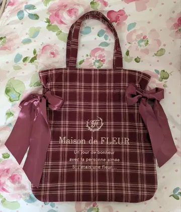 Maison de FLEUR 체크 무늬 토트백