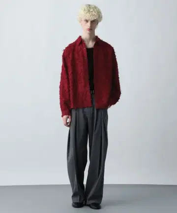 WEB 한정판 멀티 재료 자카드 프린지 셔츠(HARE)