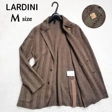 새상품급 라르디니 실크 혼방 니트 자켓 헤링본 부토니에르 포함 M