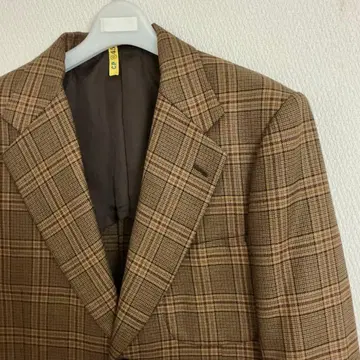 빈티지 브라운 체크 테일러드 자켓 레트로