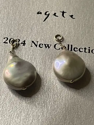 (레어템)agete K10 그레이 펄 귀걸이 참