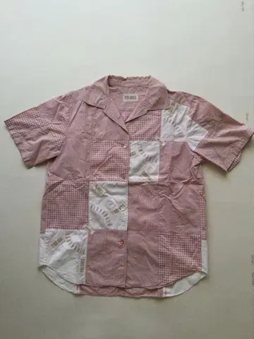 핑크하우스 패치워크 디자인 반팔 셔츠 L 사이즈