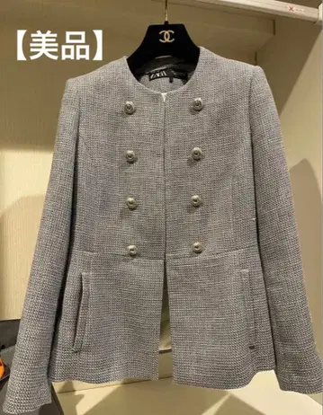 ZARA 트위드 라운드넥 자켓