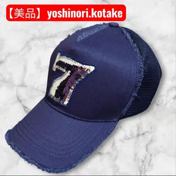 [ 새상품급 ] 요시노리 코타케 메쉬 캡 스팽글 7 로고 네이비