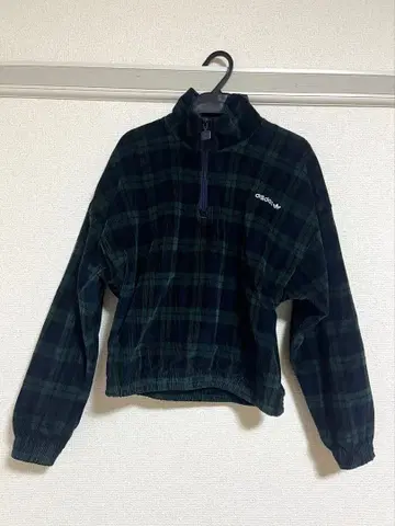 adidas 코듀로이 타탄 하프 지퍼 탑 그린