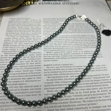 조개 펄 목걸이 블랙 펄 46cm