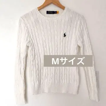 랄프 로렌 케이블 니트 화이트 스웨터