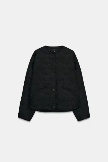 ZARA 리본 퀼팅 자켓 XS 블랙 충전솜 노카라 자켓