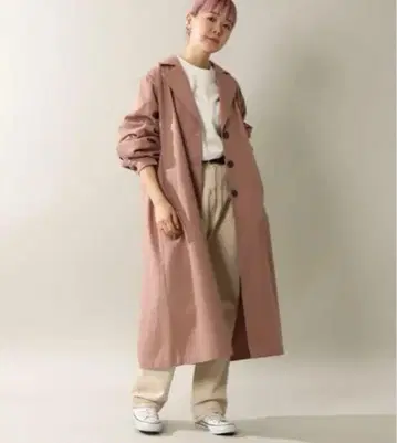 노치 백 오픈 롱 코트 핑크