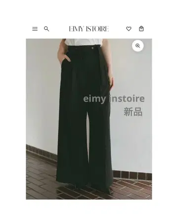 eimyinstoire 센터 프레스 슬랙스 블랙 블랙 에이미