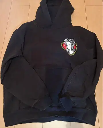 립핀 페어 프린트 후드티 L 블랙 백 프린트