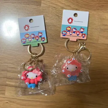 산리오 미야쿠미야쿠 키링 파스텔 키티 클리어 키티 세트