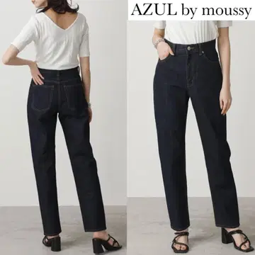 아줄바이마우지 컬러 데님 테이퍼드 팬츠 네이비 L 사이즈