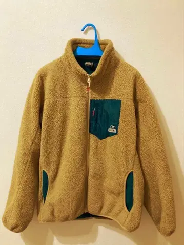 플리스 자켓 베이지 파랑 안쪽