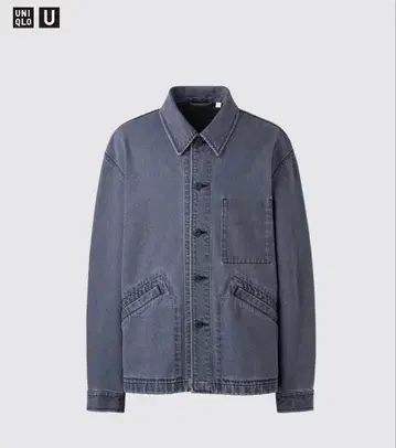 새상품 미사용 유니클로 U 오버 사이즈 컬러 데님 자켓 그레이 M