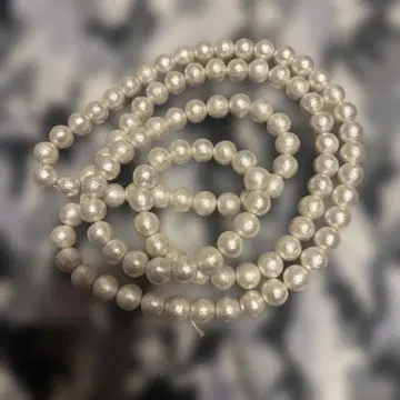 실버 펄풍 비즈 롱 목걸이