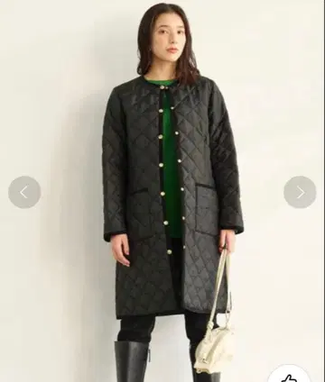 블랙 퀼팅 롱 자켓