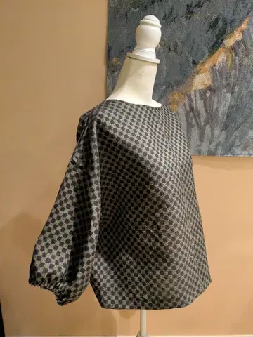 순수 실크  기모노 리메이크 7부 소매 상의 풀오버