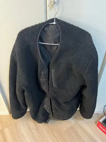 블랙 플리스 보아 자켓
