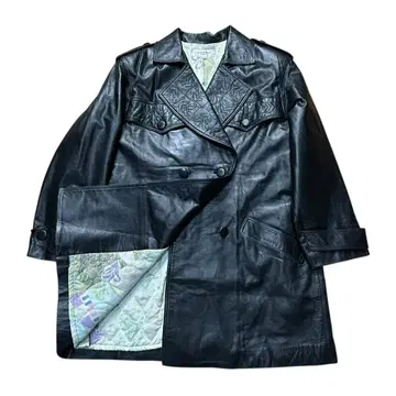 빅 사이즈 루이페로 램 가죽 코트 양가죽 꽃무늬 44 블랙