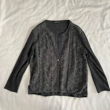 mizuiro-ind 다크 그레이 레이스 가디건 울 혼방