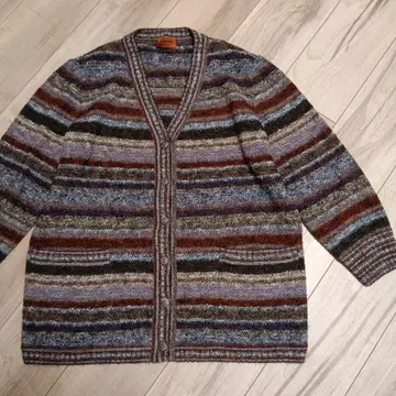 MISSONI 최고급 오렌지 택/멀티 컬러/스트라이프 가디건
