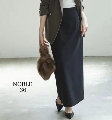 NOBLE 저지라이크 컬러 타이트 스커트 블랙 36