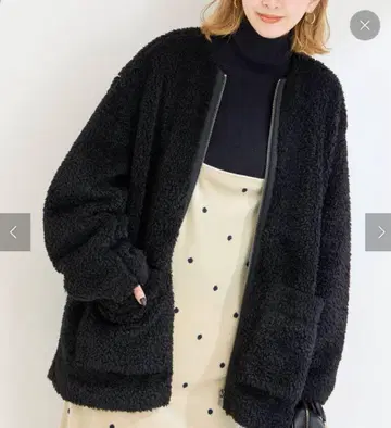 컬리 보아 노카라 오버 블루종