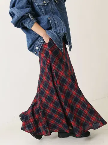 미사용 새상품 SpickandSpan 타탄 바이어스 롱 스커트