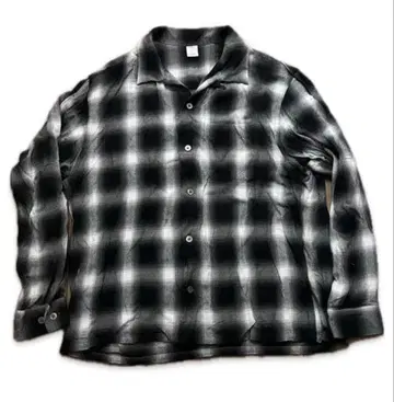 FRONT11201 레이온 체크 셔츠 블랙 옴브레