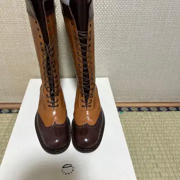 가죽 롱 부츠 브라운