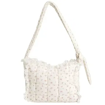 꽃 무늬 거즈 퀼트 숄더백 핑크