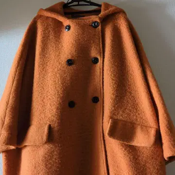 새상품급 오렌지 후드 부착 오버 사이즈 코트