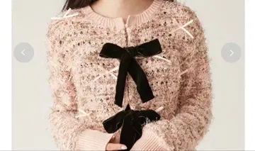 LILY BROWN 리본 벨로아 가디건