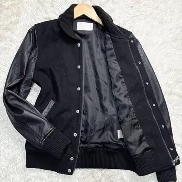 어반 리서치 바시티 자켓 가죽 블랙 자켓 양가죽