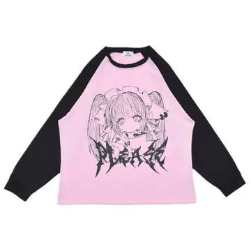 VOLCAN 연애신자 GIRL 래글런 롱T 지뢰 서브컬쳐