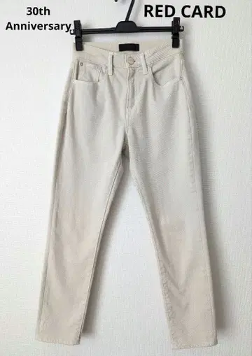 RED CARD 30주년 기념일 슬림 테이퍼트 화이트 데님