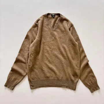 유니클로 캐시미어 100% V넥 니트 베이지 M