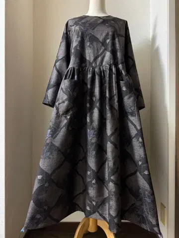 본고장 오시마 명주 롱 원피스