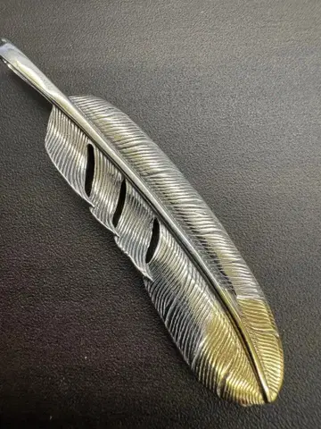 실버 925 소재 특대형 선금 페더 펜던트 목걸이 탑