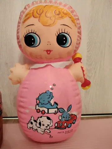 쇼와 레트로 1960년대 당시 물건 아기 오키아가리코보시 공기 비닐 인형