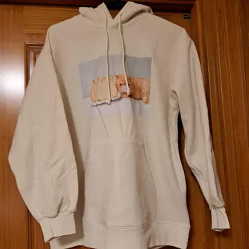 사만사 모스모스 x 고양이 고양이빵 콜라보 프린트 속기모 후드티