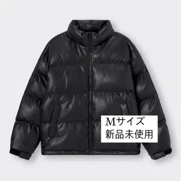 새상품 GU 히트 패디드 인조 가죽 블루종