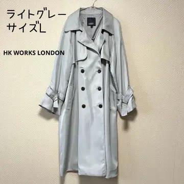 라이트 그레이 더블 브레스트 트렌치코트 L 사이즈