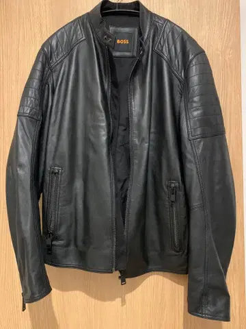 보스 BOSS 가죽 재킷 남성용 블랙