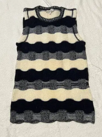 랄프 로렌 40 슬리브리스 니트 베스트 블랙 화이트 그레이