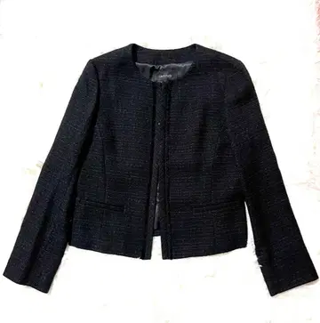 [ 택 포함 새상품 ] UNTITLED 트위드 노카라 자켓 블랙 2